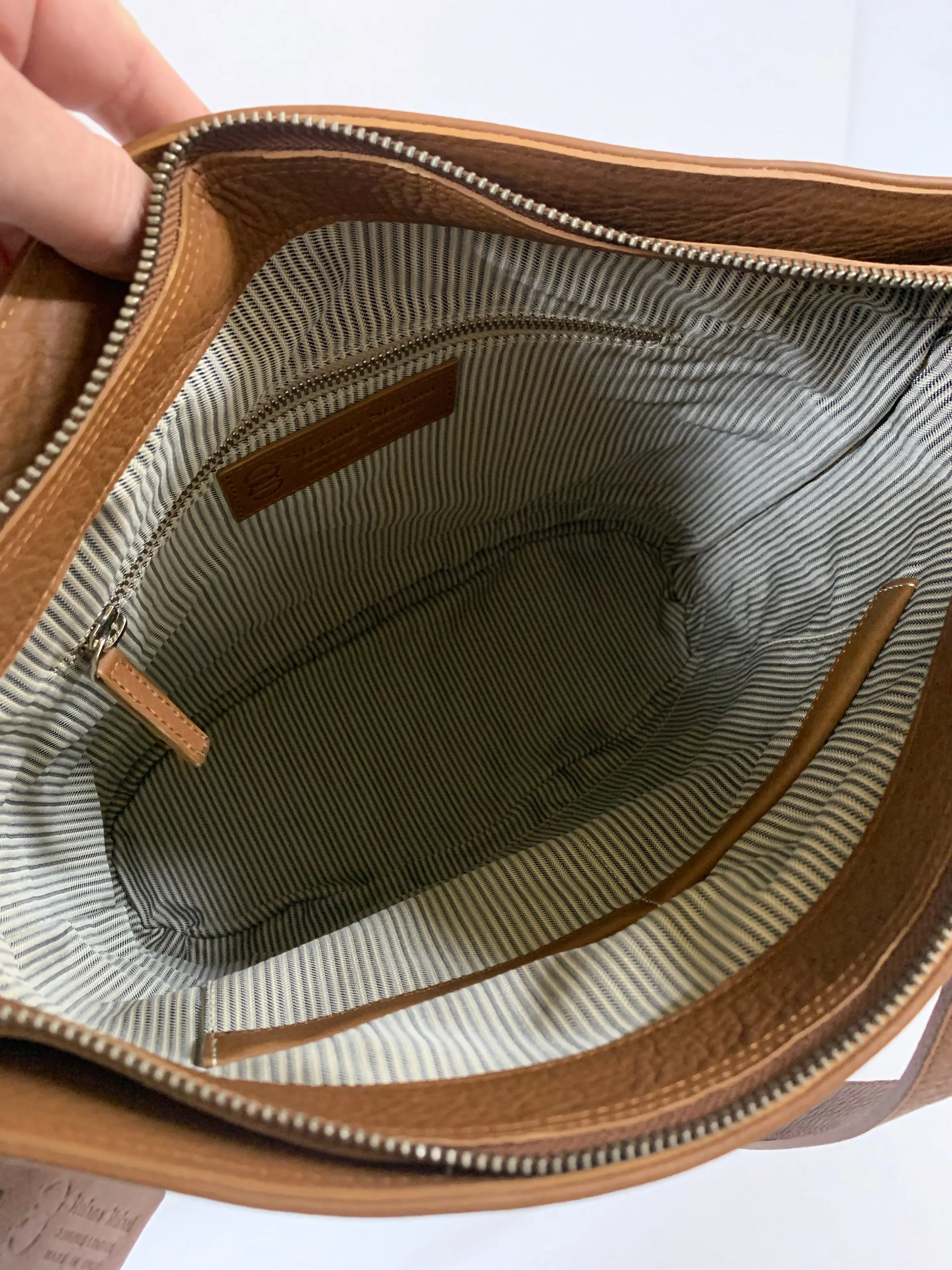 Stefano Stefani Tan & Silver Soft Leather Satchel 9721