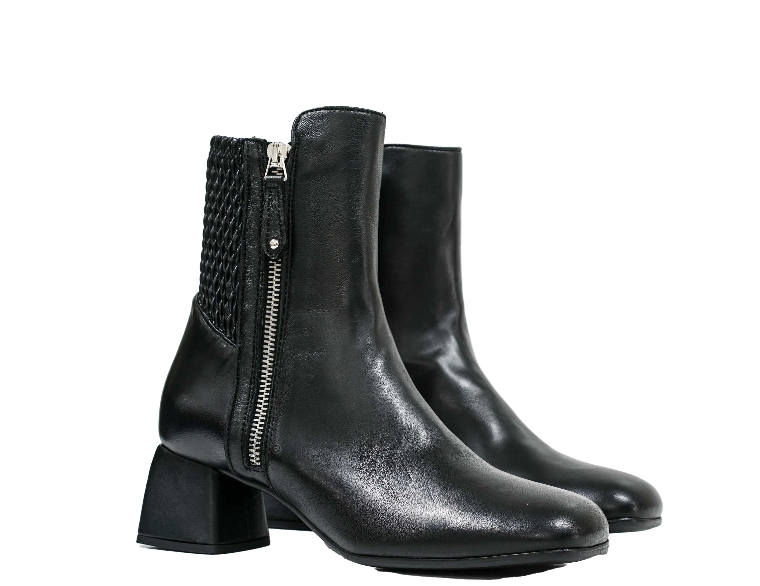 Stefano Stefani Women's Black Leather Zip Ankle Boot 6652 40% OFF