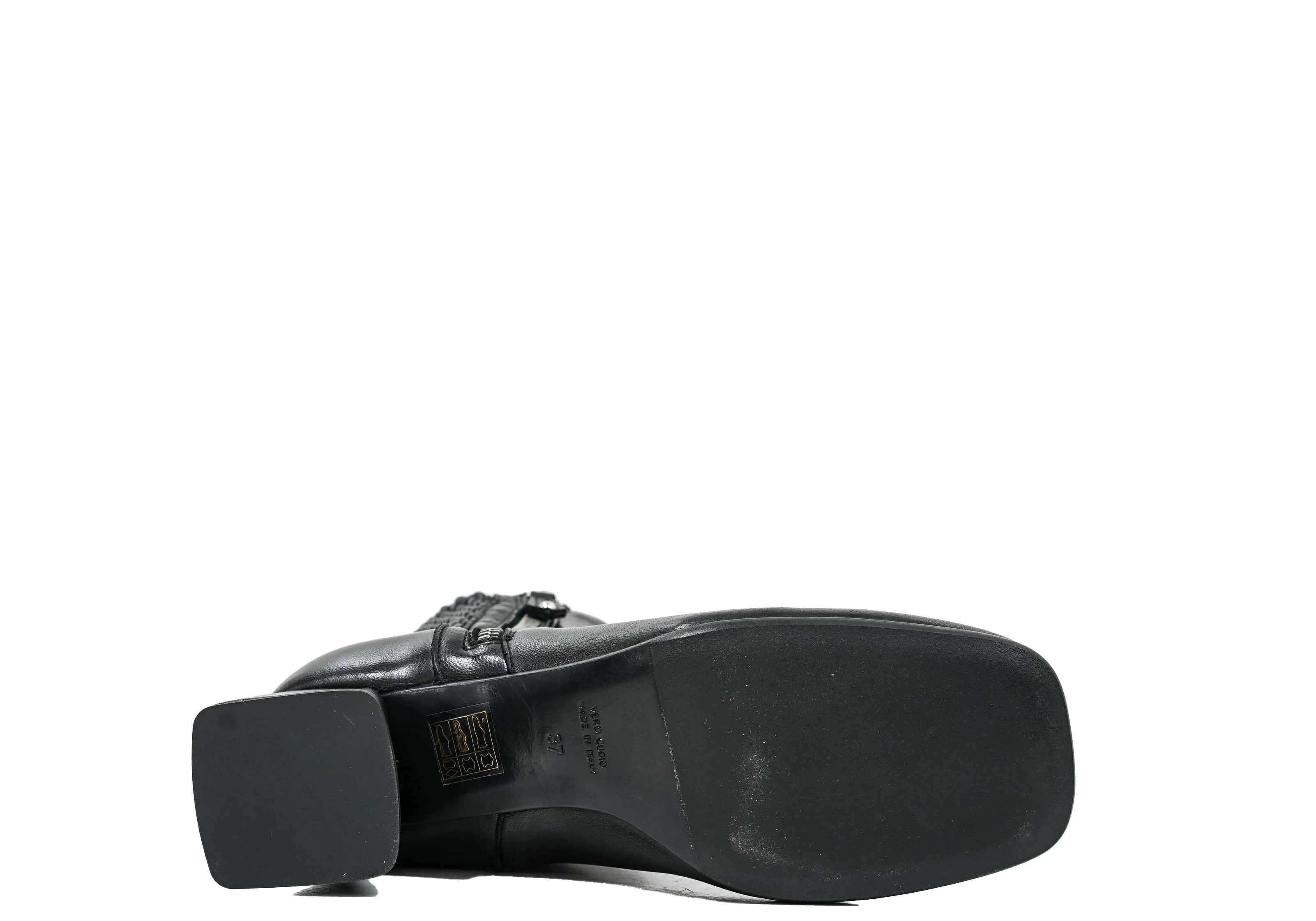 Stefano Stefani Women's Black Leather Zip Ankle Boot 6652 40% OFF