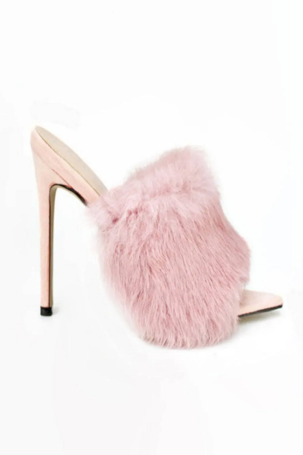 Stiletto High Heel Sandals Fluffy Fur Shoes