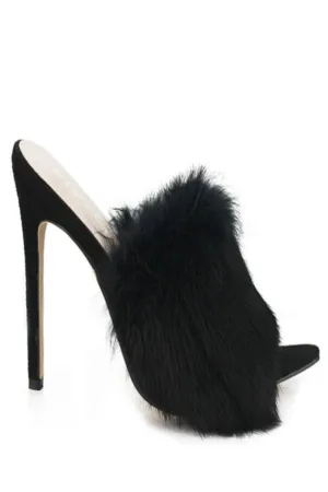 Stiletto High Heel Sandals Fluffy Fur Shoes
