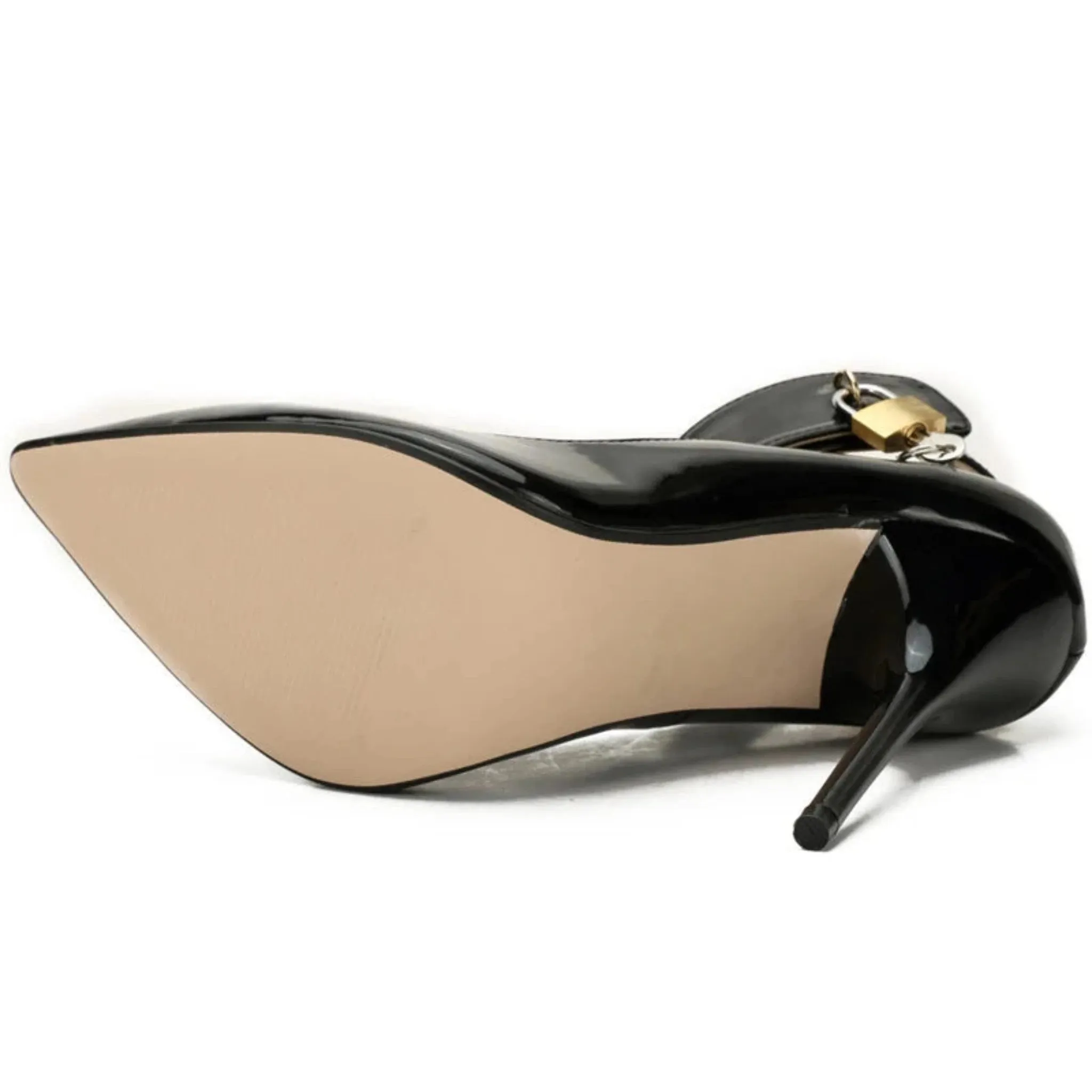 Stiletto Padlock Pointed Toe Ankle Strap