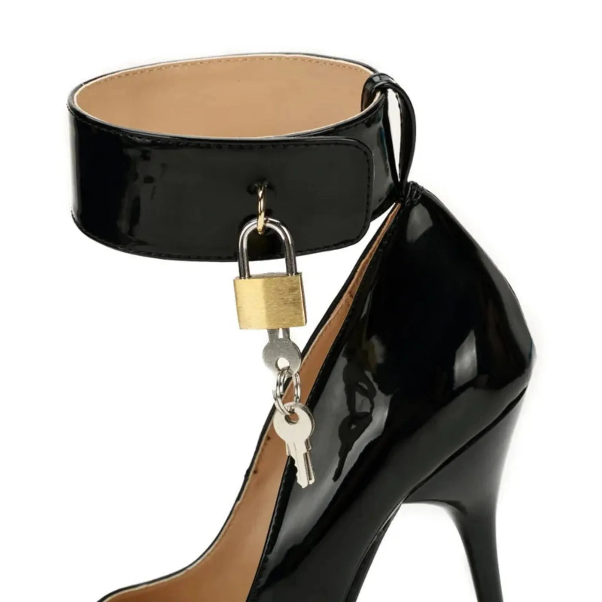 Stiletto Padlock Pointed Toe Ankle Strap