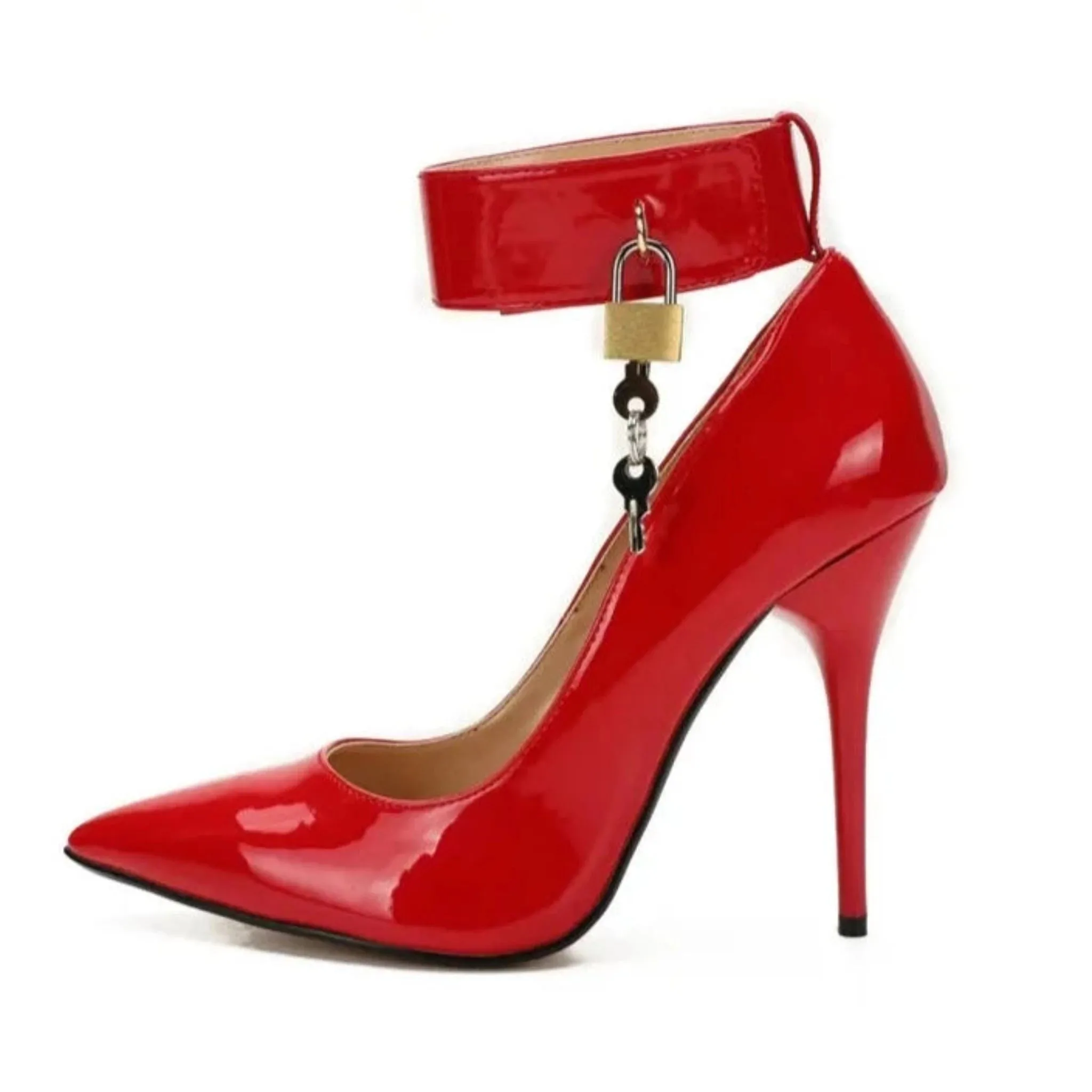 Stiletto Padlock Pointed Toe Ankle Strap