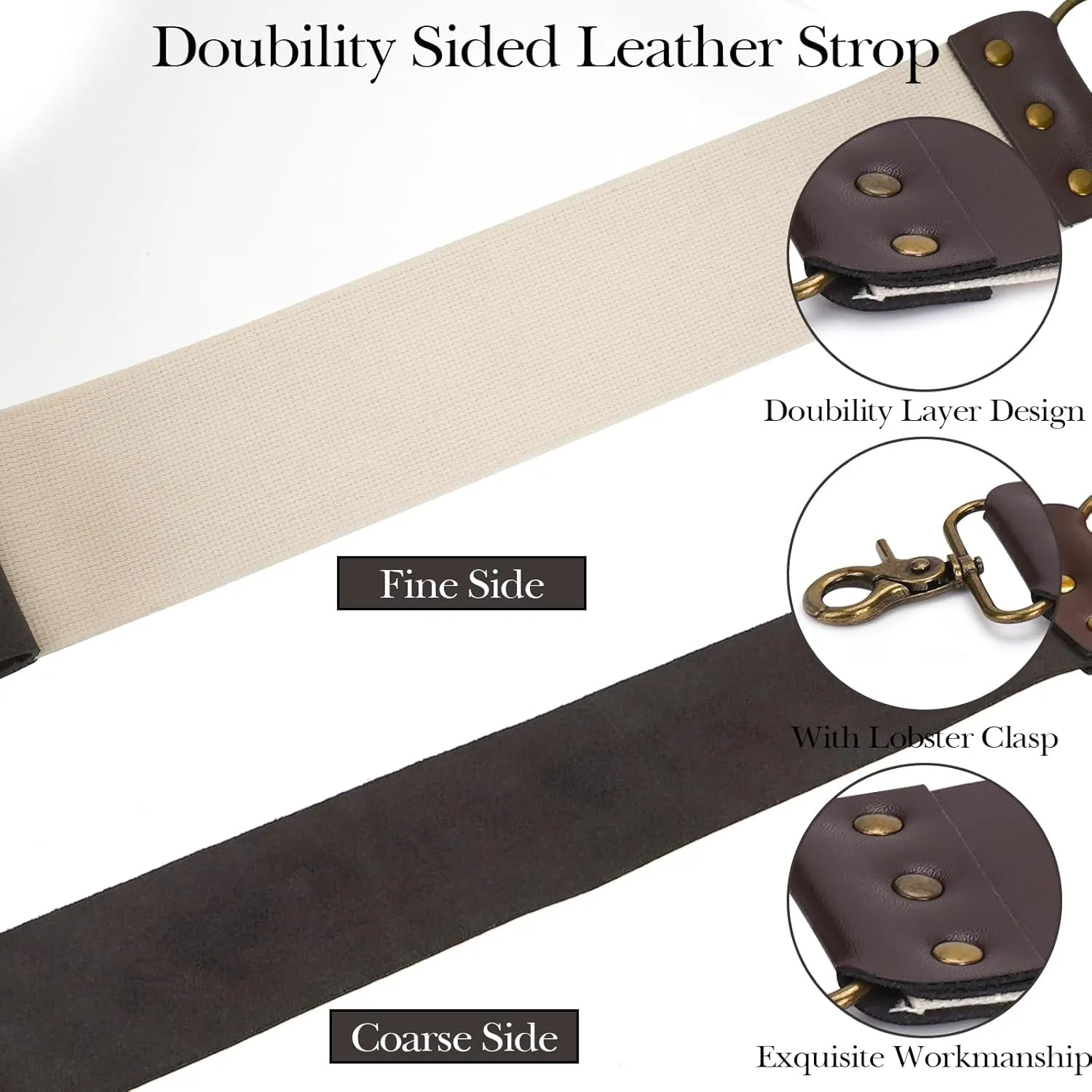 Straight Razor Leather Strop for Sharpening, Leather Strop Razor Strops, Hair Removal Folding Razor, Straight Razor Sharpening Belt (Brown)