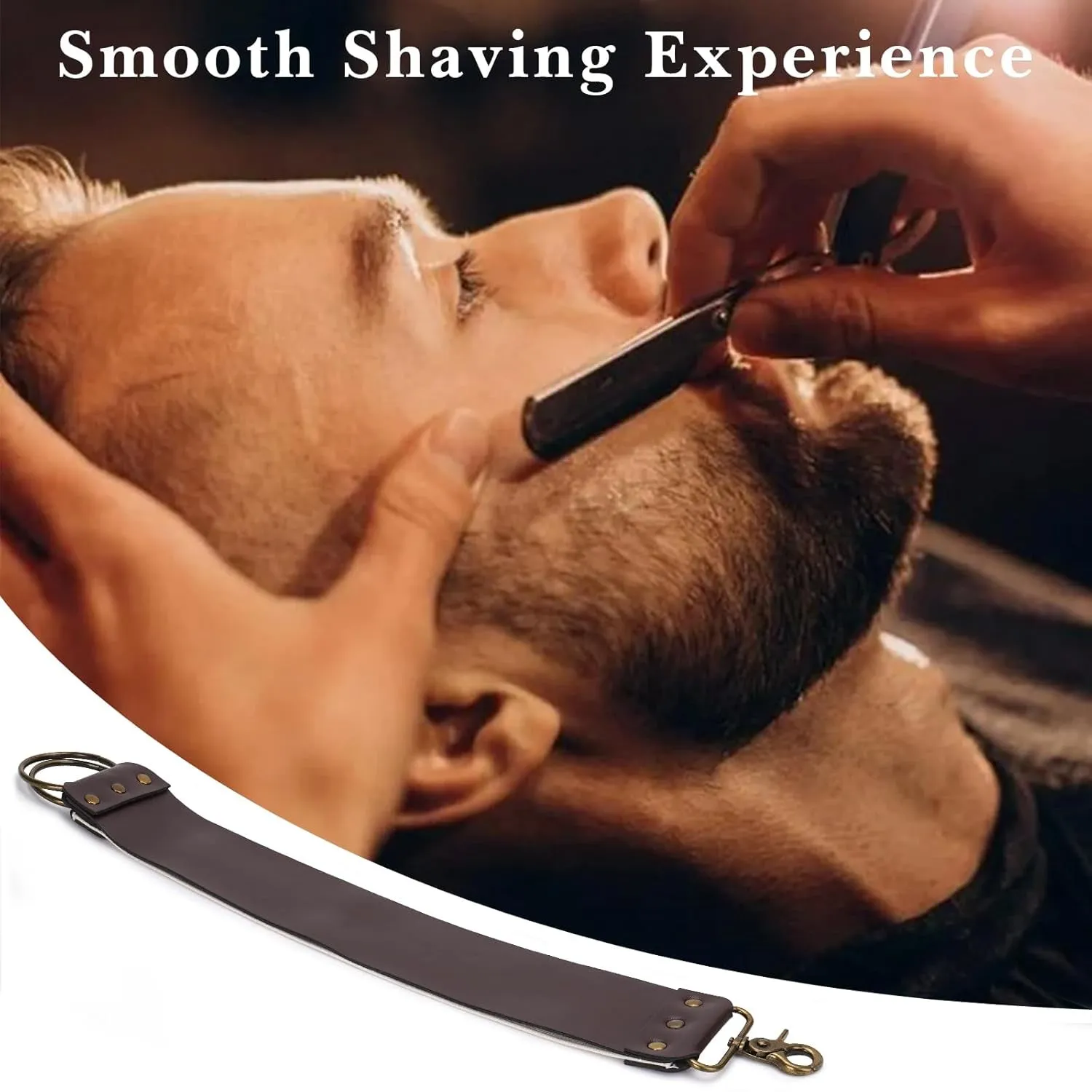 Straight Razor Leather Strop for Sharpening, Leather Strop Razor Strops, Hair Removal Folding Razor, Straight Razor Sharpening Belt (Brown)