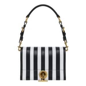 Striped Calfskin Shoulder Bag