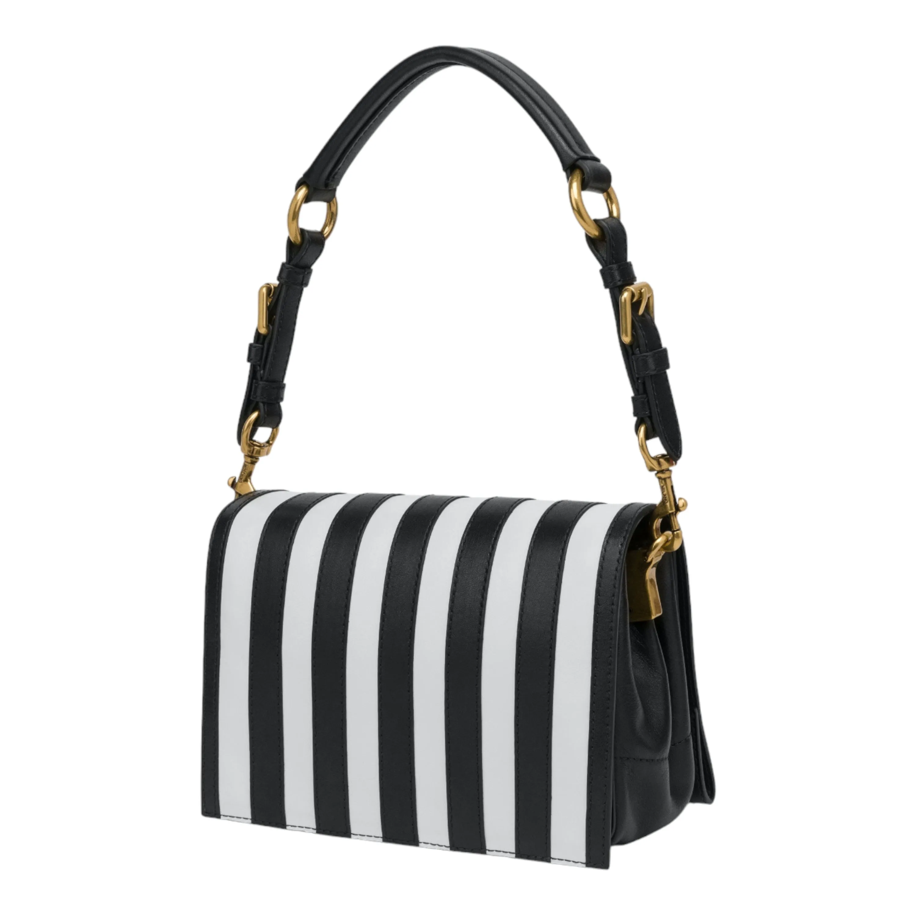 Striped Calfskin Shoulder Bag