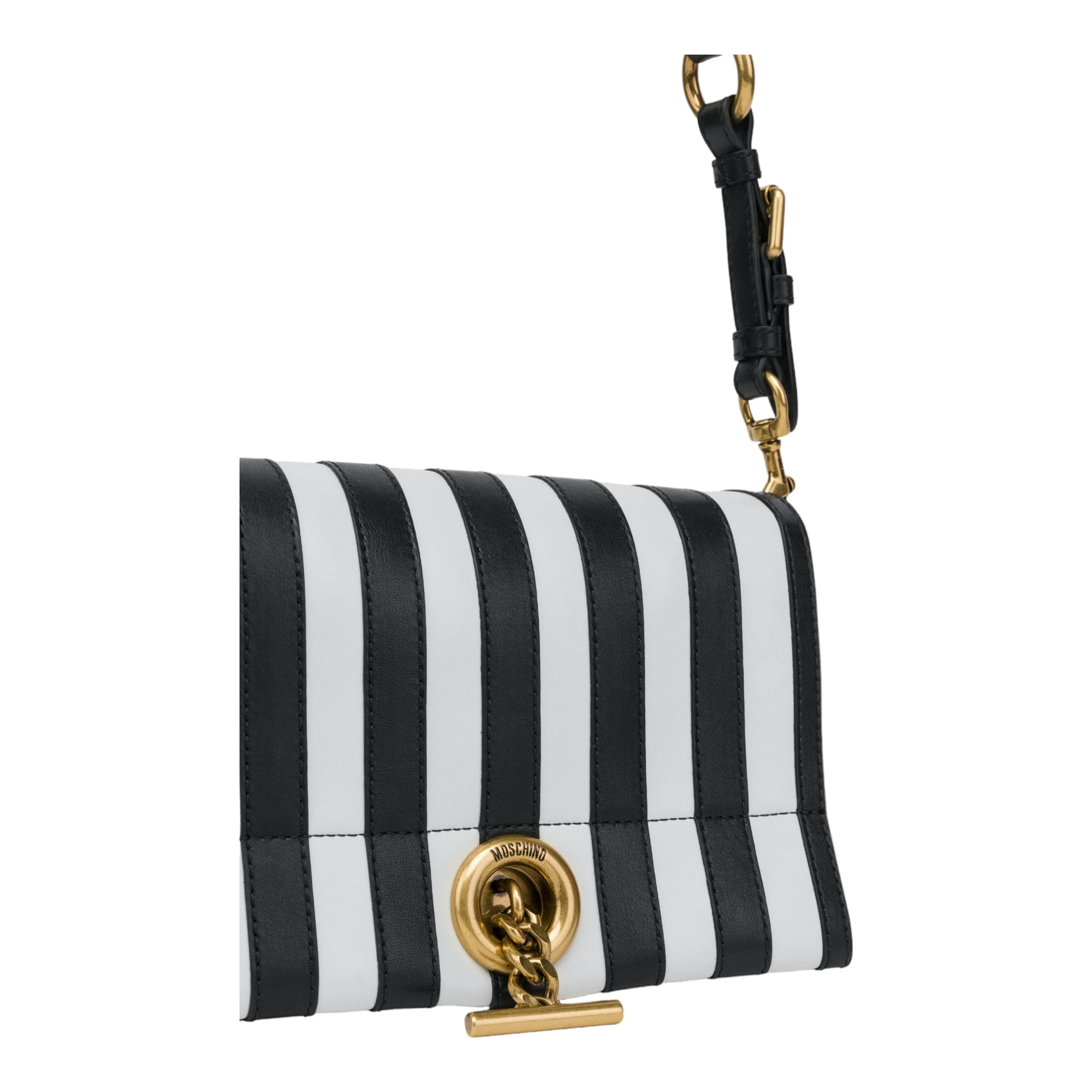 Striped Calfskin Shoulder Bag