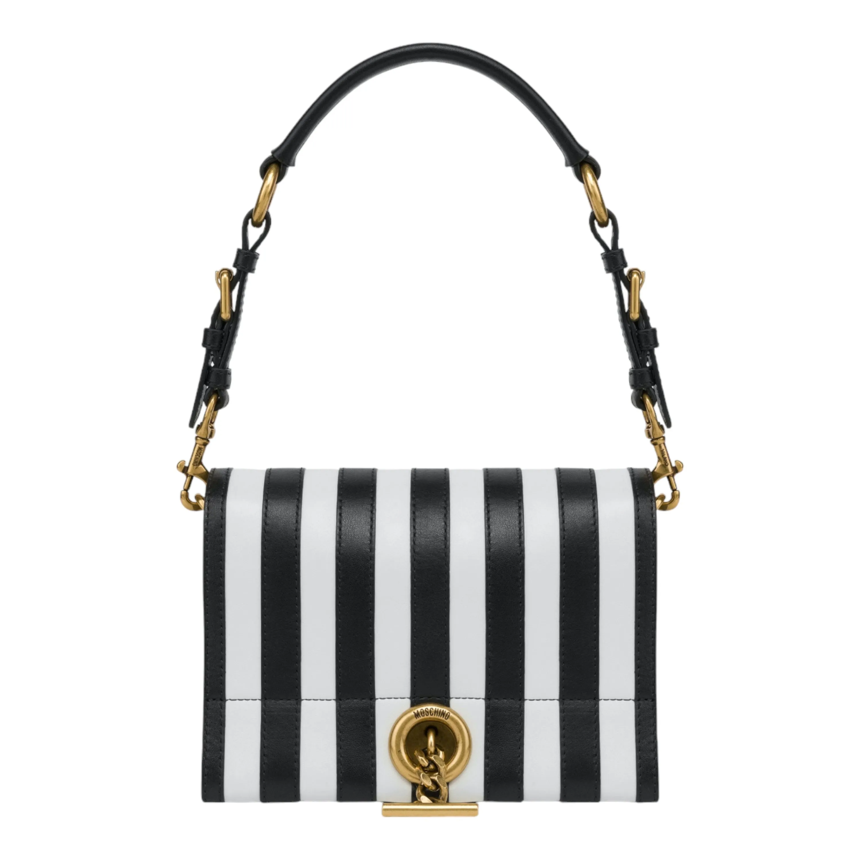Striped Calfskin Shoulder Bag