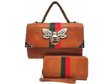 Stripped BEE BOXY SATCHEL with Wallet Set