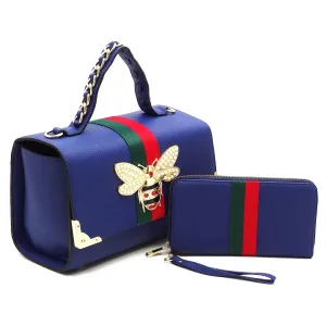 Stripped BEE BOXY SATCHEL with Wallet Set