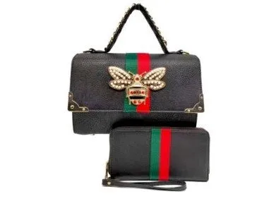 Stripped BEE BOXY SATCHEL with Wallet Set