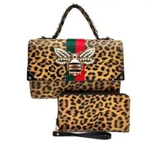 Stripped BEE BOXY SATCHEL with Wallet Set
