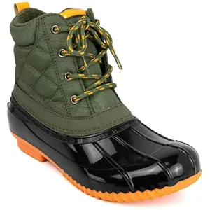 Sugar Womens Duck Boots - Waterproof Shell Insulated Snow Boot-Skippy-Olive/Orange-7