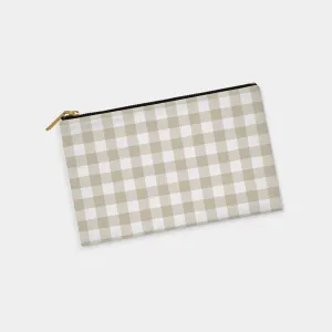 Taupe Gingham Personalized Zipper Pouch