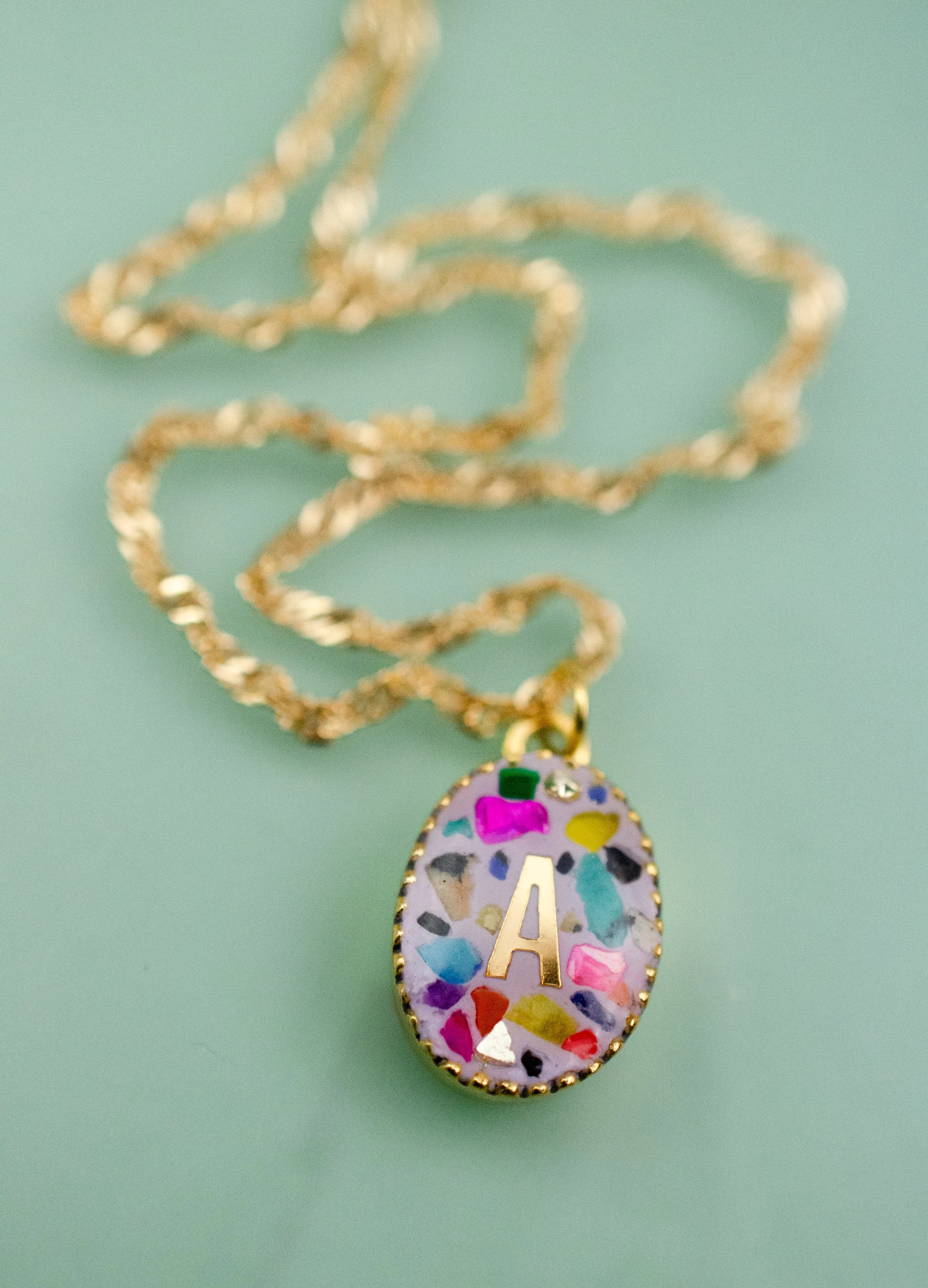 Terrazzo Crushed Stone Initial Necklaces