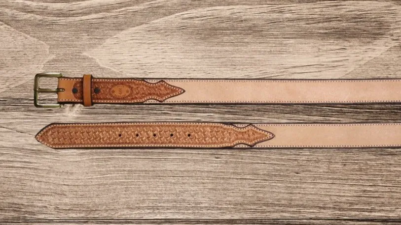 Texas Saddlery Tan Spider/Roughout Combo Belt for Kids