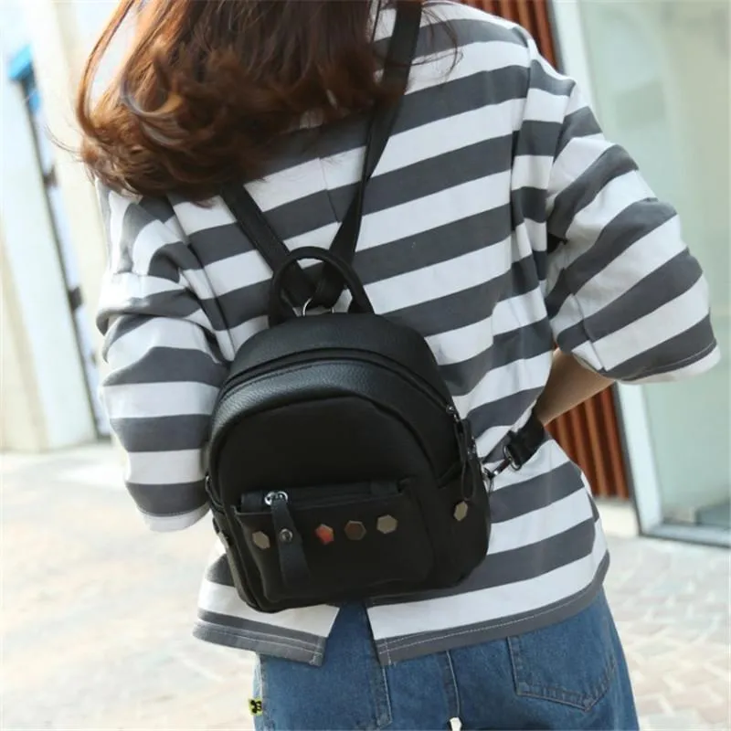 The Small Rivet Leather Backpack