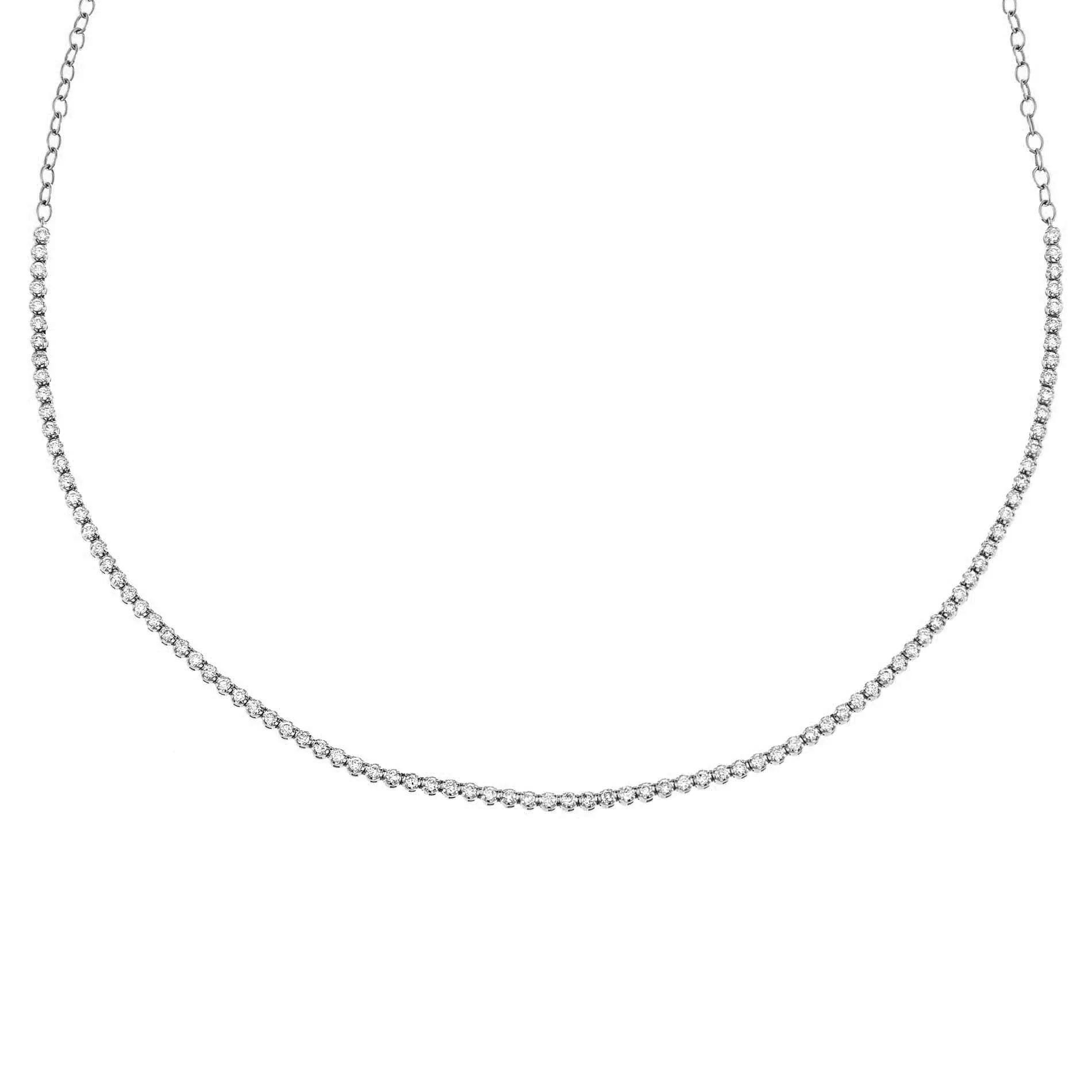 Thin Diamond Tennis Choker 14K