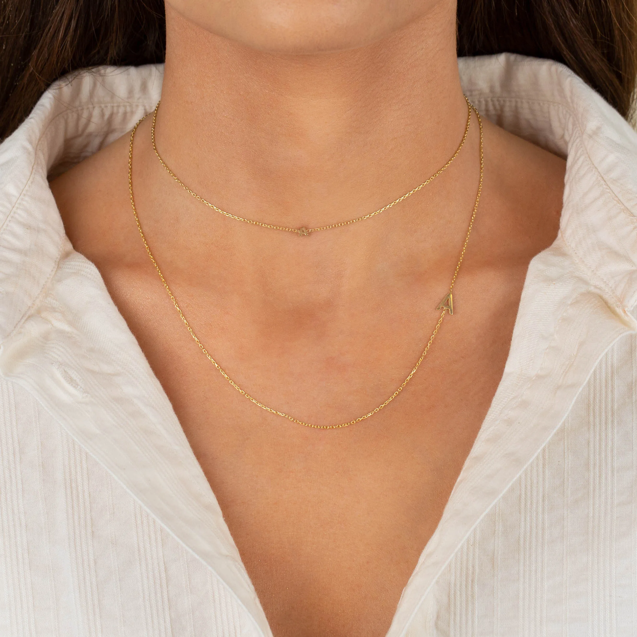 Tiny Solid Uppercase Initial Choker