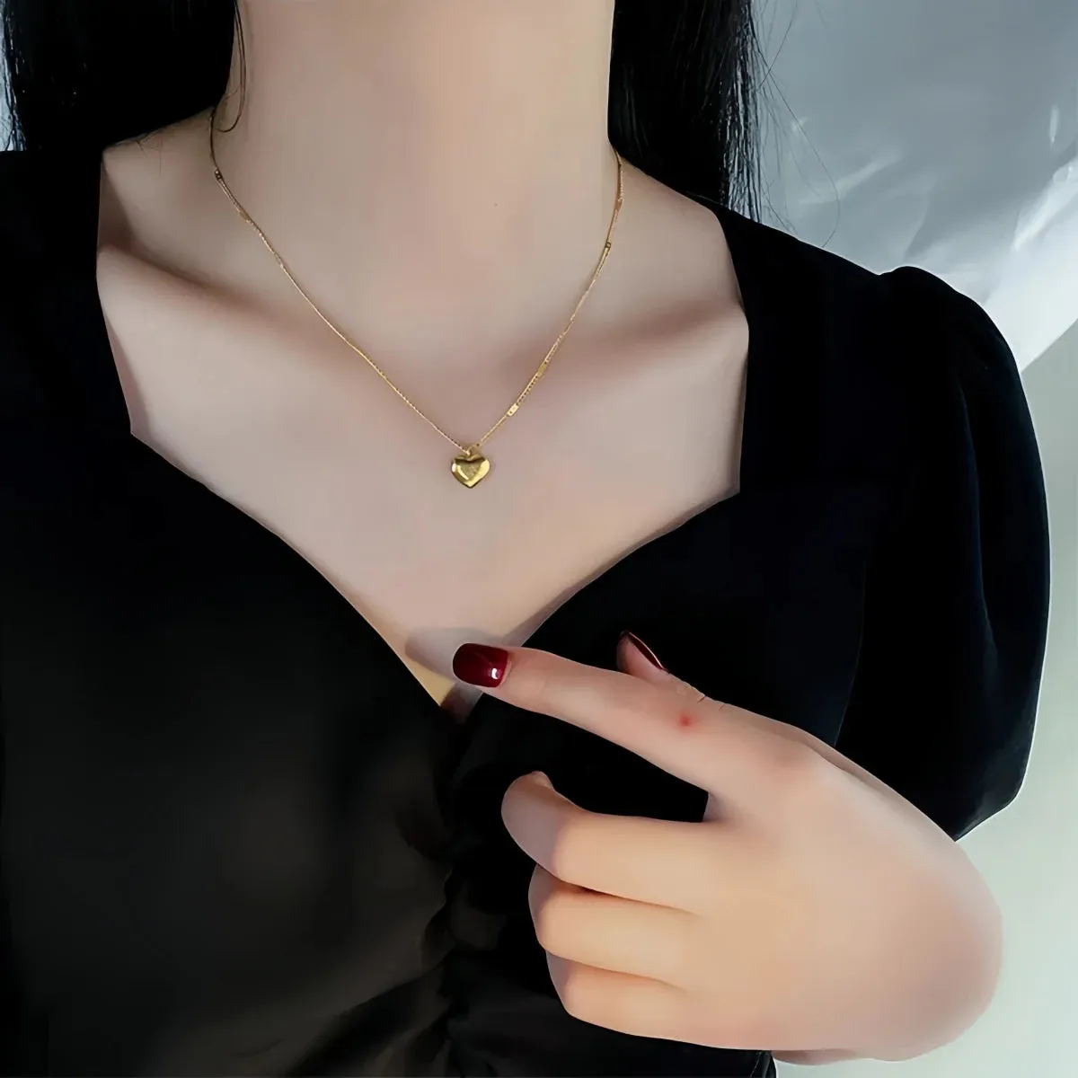 Titanium Gold Love Pendant Necklace Women Party Jewelry Christmas Jewelry