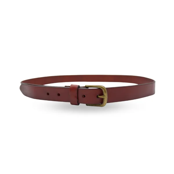 TOBEN - Mens Womens Unisex Dark Tan Leather Dress Belt