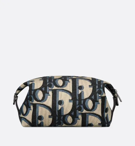 Toiletry Bag • Beige and Black Maxi Dior Oblique Jacquard