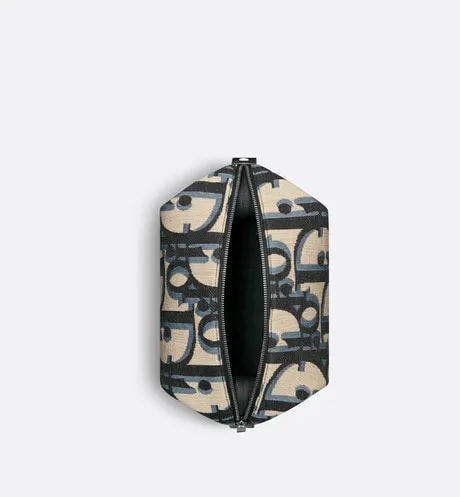 Toiletry Bag • Beige and Black Maxi Dior Oblique Jacquard
