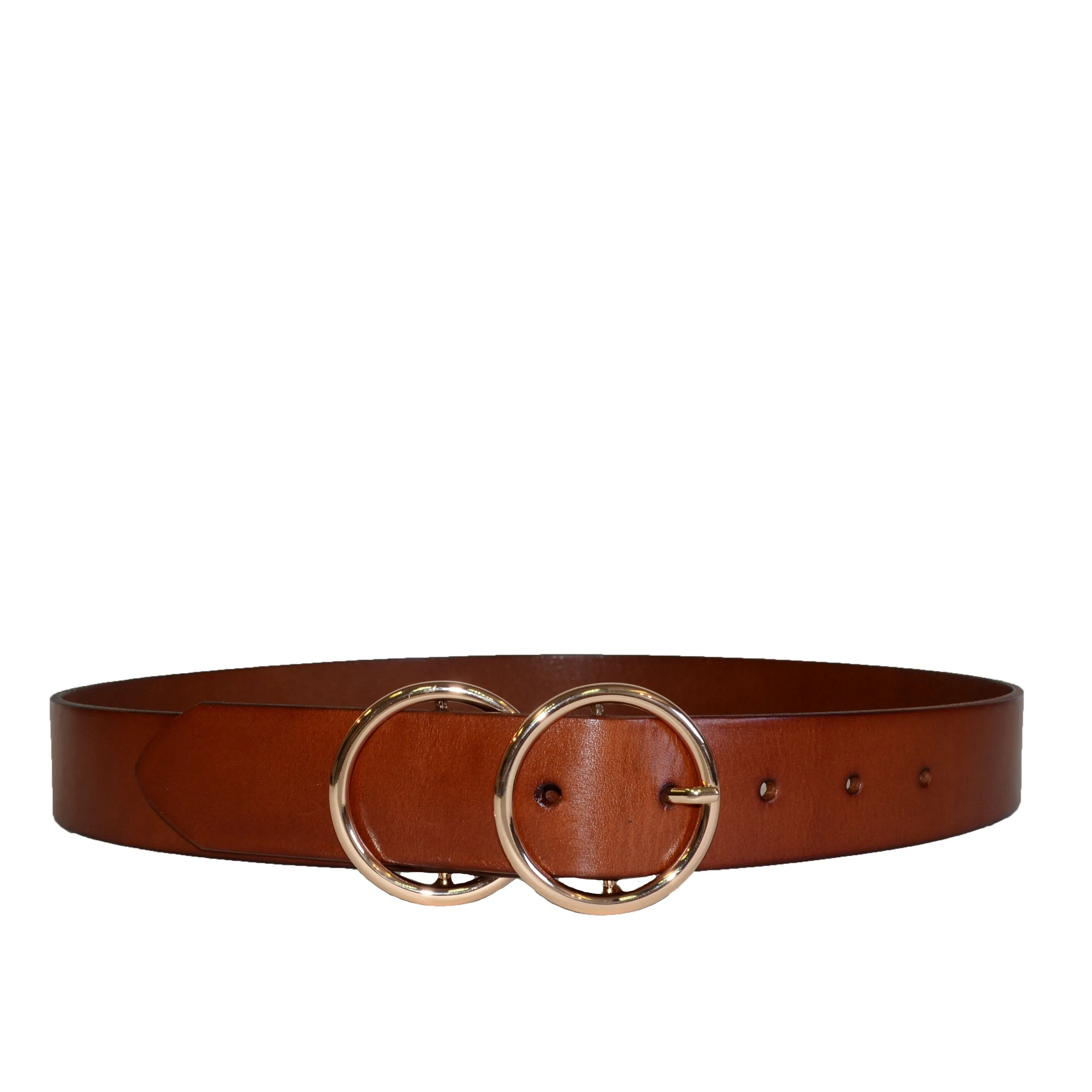 Townsville|  Women's Tan Double Ring Leather Belt