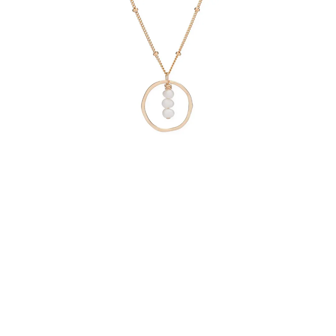 Treble Three Pearls Necklace in Gold Fill | 16"