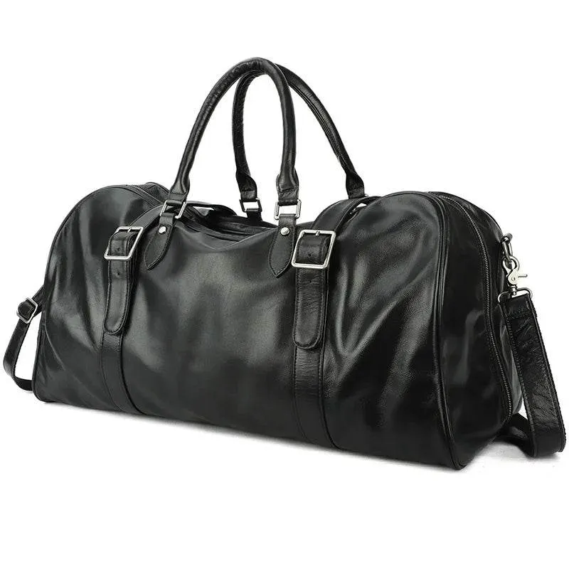 Trendy Men's Leather Duffel – Large Sports Gym Carry-on Bag