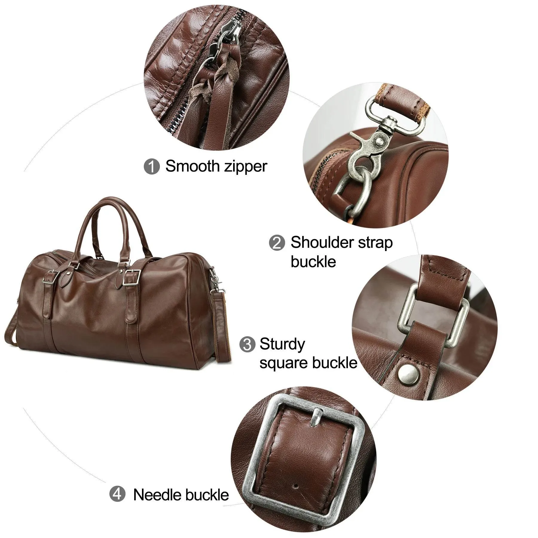 Trendy Men's Leather Duffel – Large Sports Gym Carry-on Bag