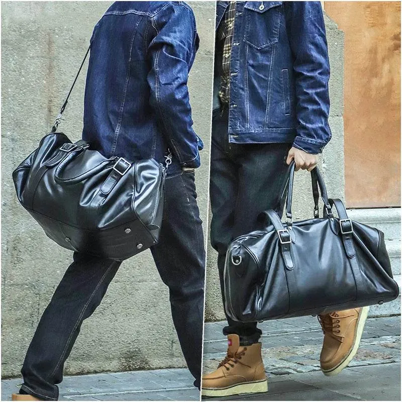 Trendy Men's Leather Duffel – Large Sports Gym Carry-on Bag