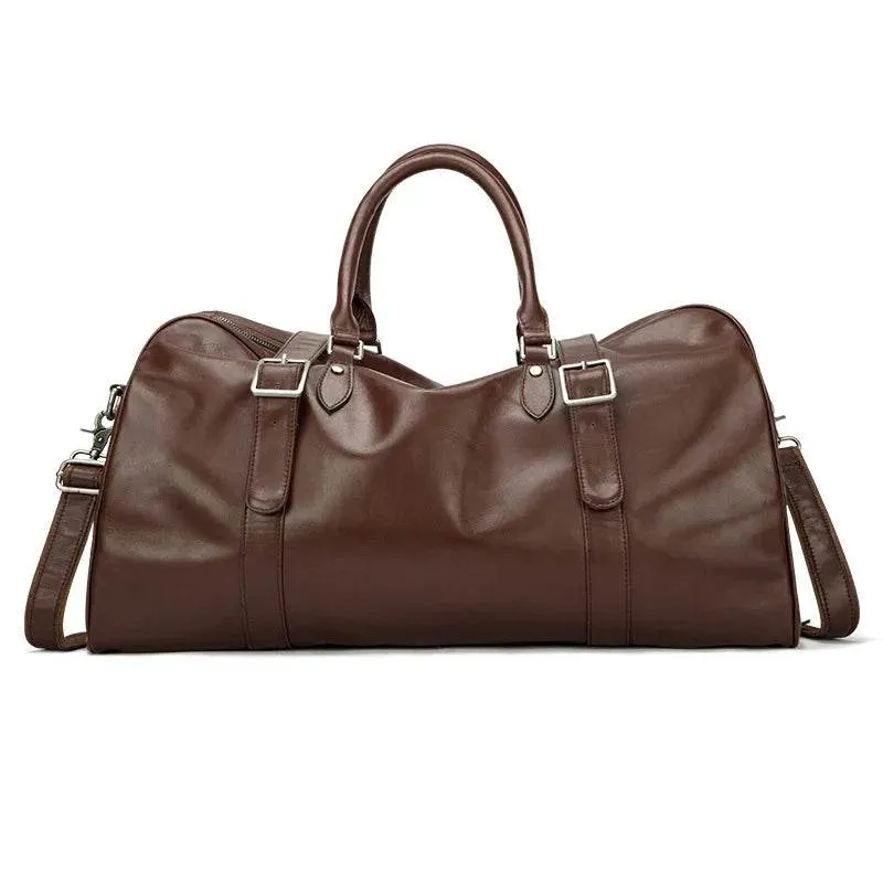 Trendy Men's Leather Duffel – Large Sports Gym Carry-on Bag