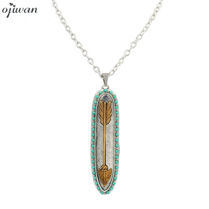 Tribal Necklace Hippie Ethnic Boho Arrow Necklaces For Women Collier Ethnique Indian Native American Gypsy Jewelry Navajo New