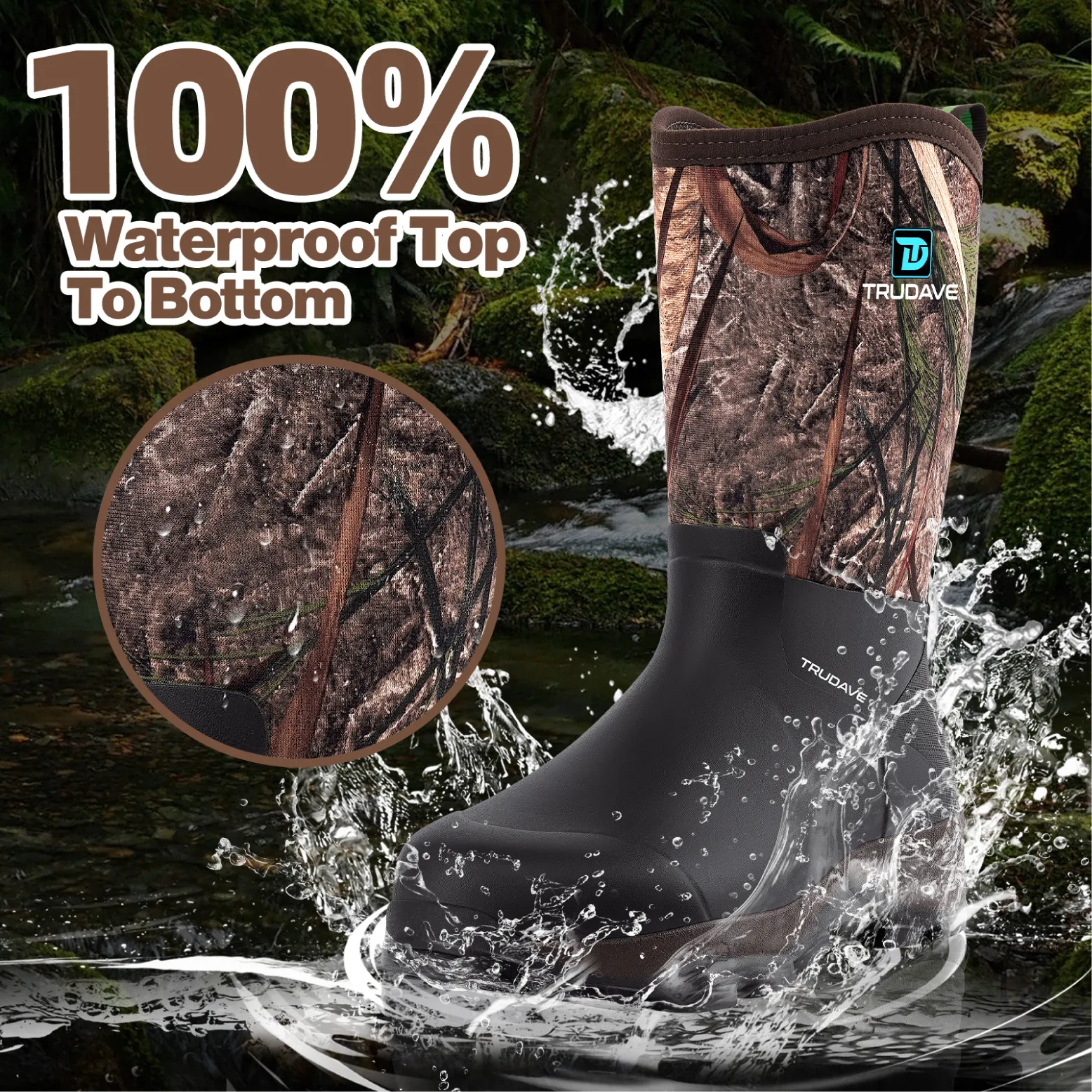 Trudave Rubber Work Hunting Rain Boots with Steel Shank - Reed Grass