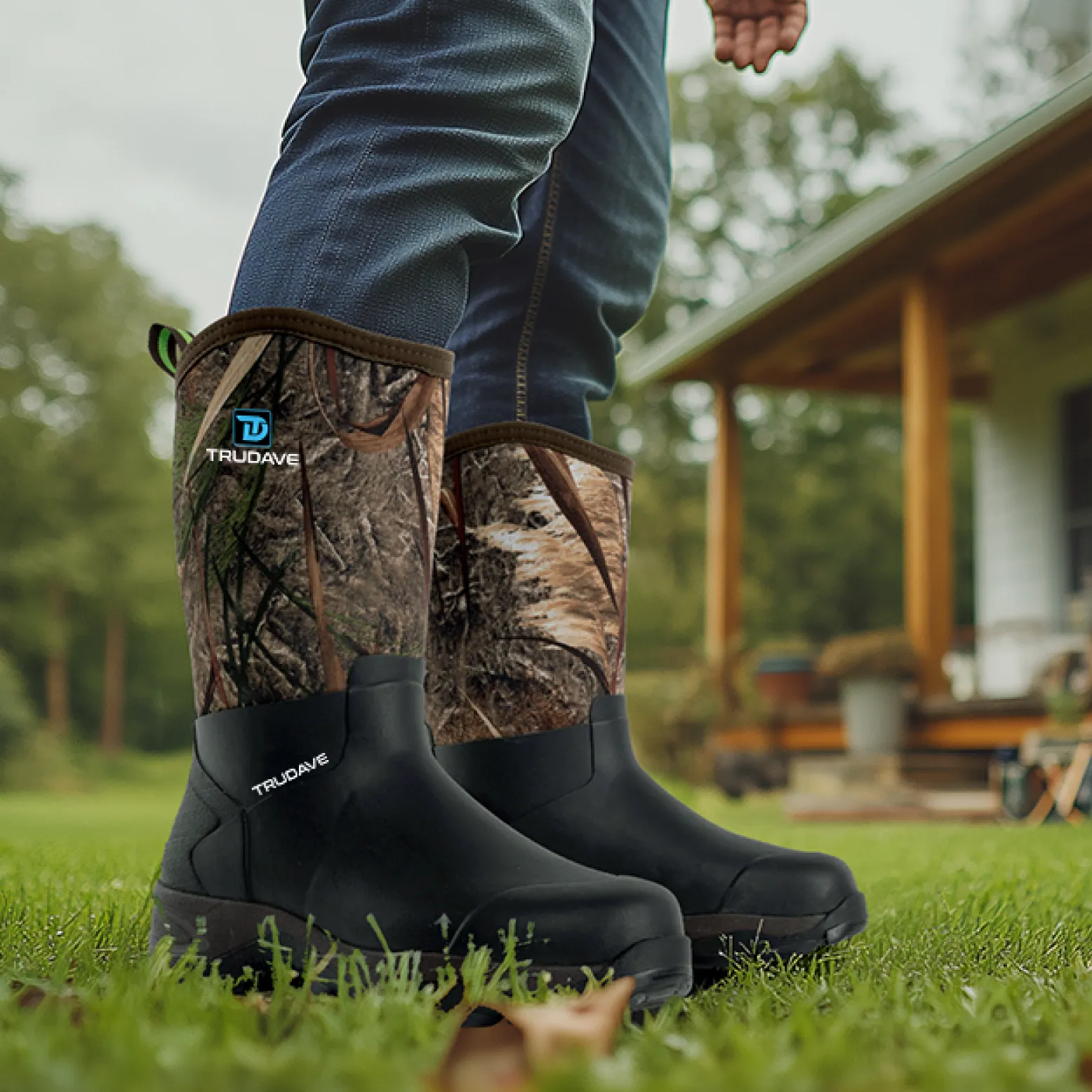 Trudave Rubber Work Hunting Rain Boots with Steel Shank - Reed Grass