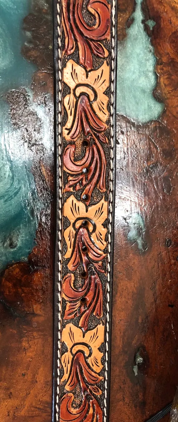 Twisted X Earth Tone Tooled Woven Belt