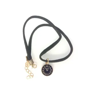 Velvet Neck Choker Necklace Black Clock Watch Charm Gold Roman Numerals