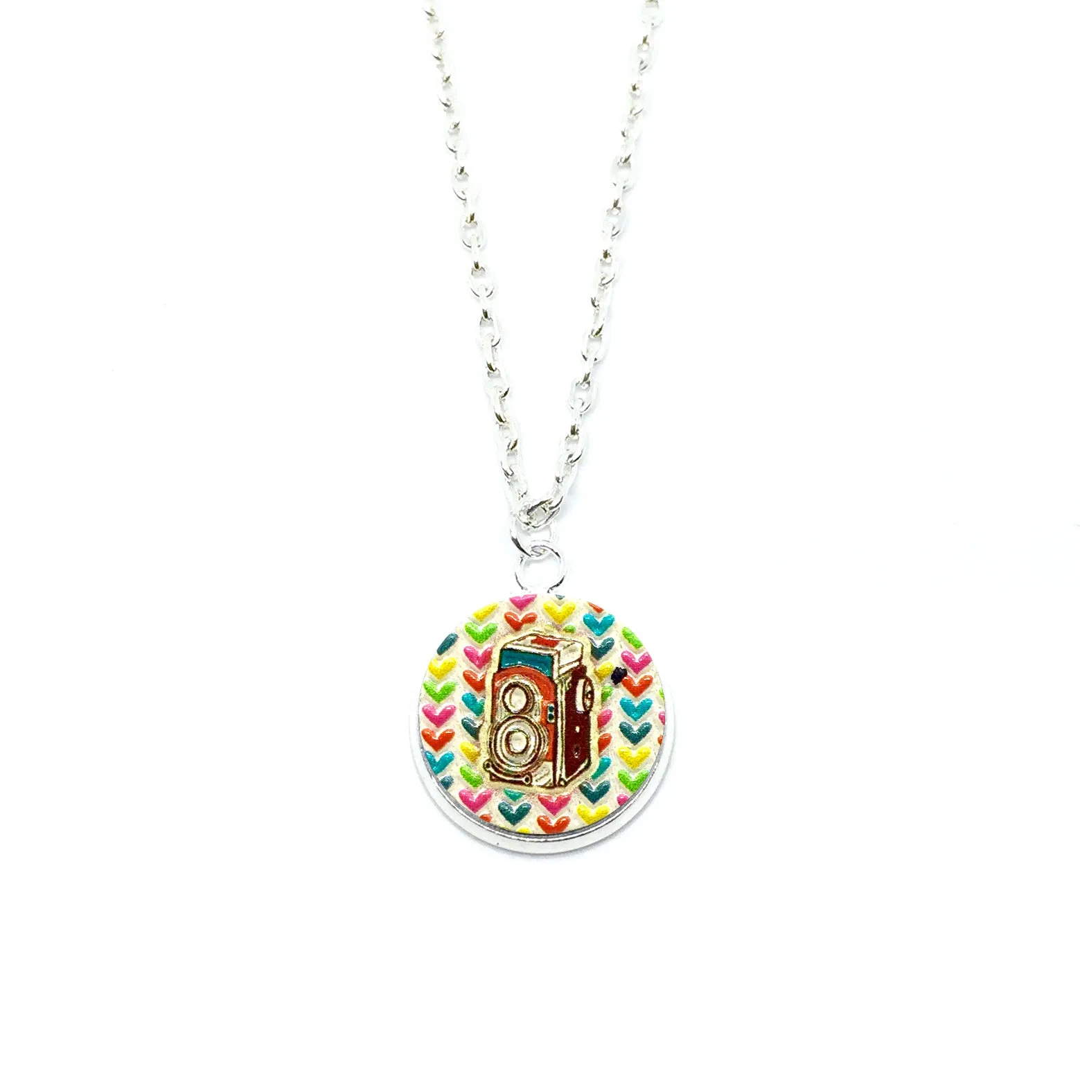 Vintage Camera Wood Pendant Necklace