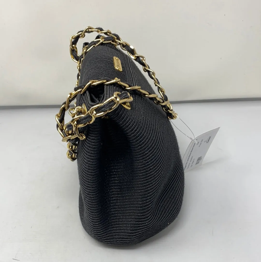 Vintage: Eric Javits Black Straw Handbag with Gold Hardware