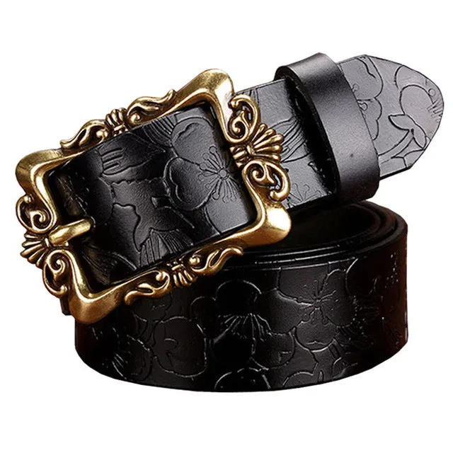 Vintage Floral Leather Belt