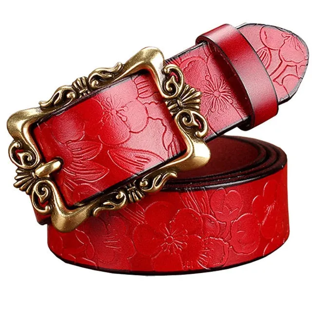 Vintage Floral Leather Belt