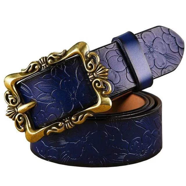 Vintage Floral Leather Belt