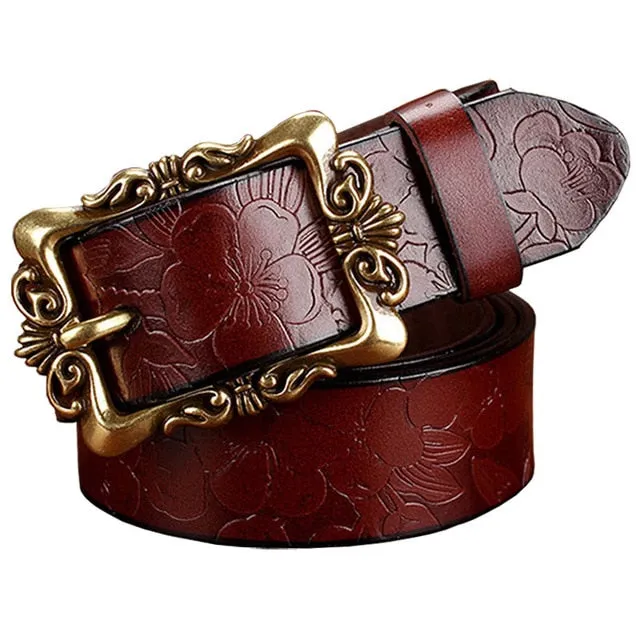 Vintage Floral Leather Belt