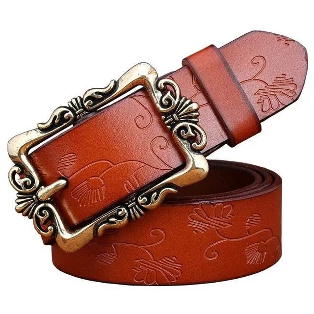 Vintage Floral Leather Belt