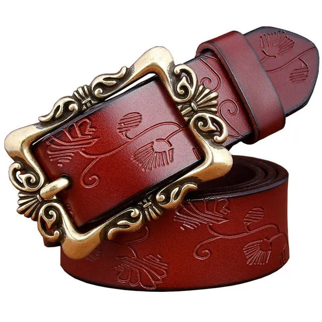 Vintage Floral Leather Belt