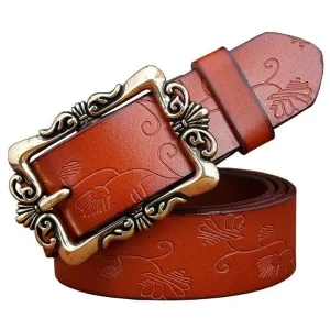 Vintage Floral Leather Belt