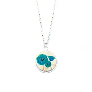 Vintage Flowers Wood Pendant Necklace